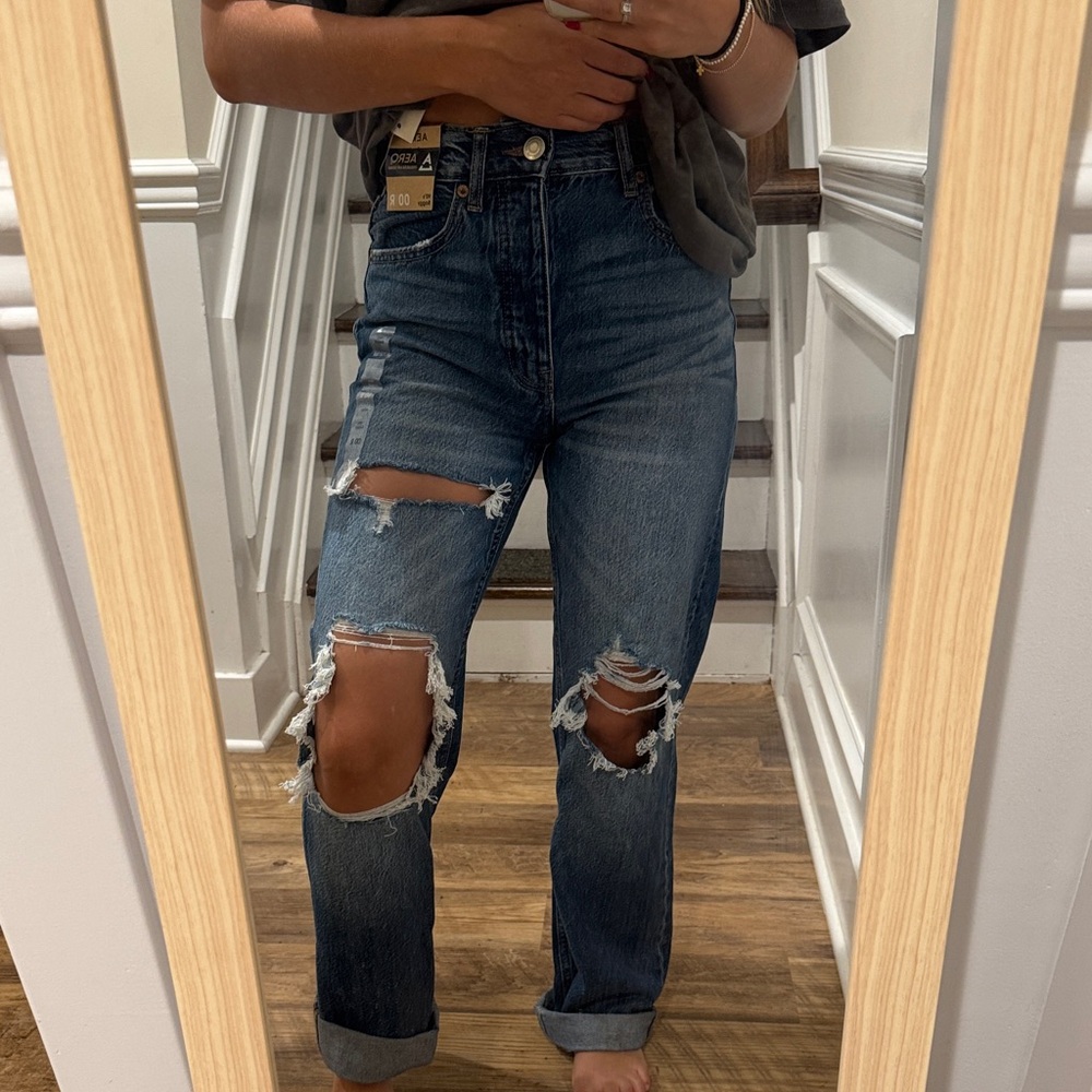 Aeropostale Blue Ripped Boyfriend Jeans